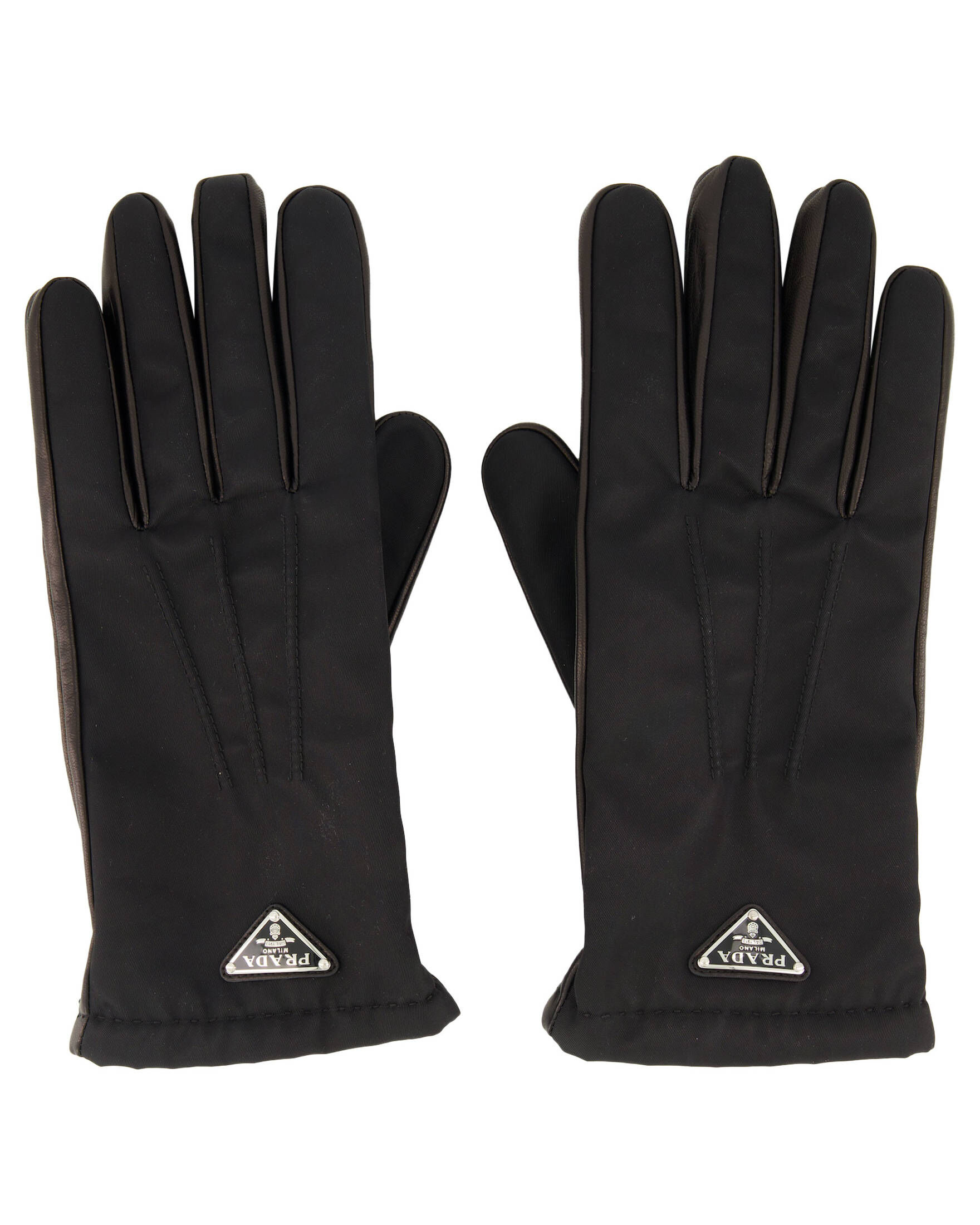 Prada| Herren Lederhandschuhe mit Re-Nylon und Kaschmir-Futter