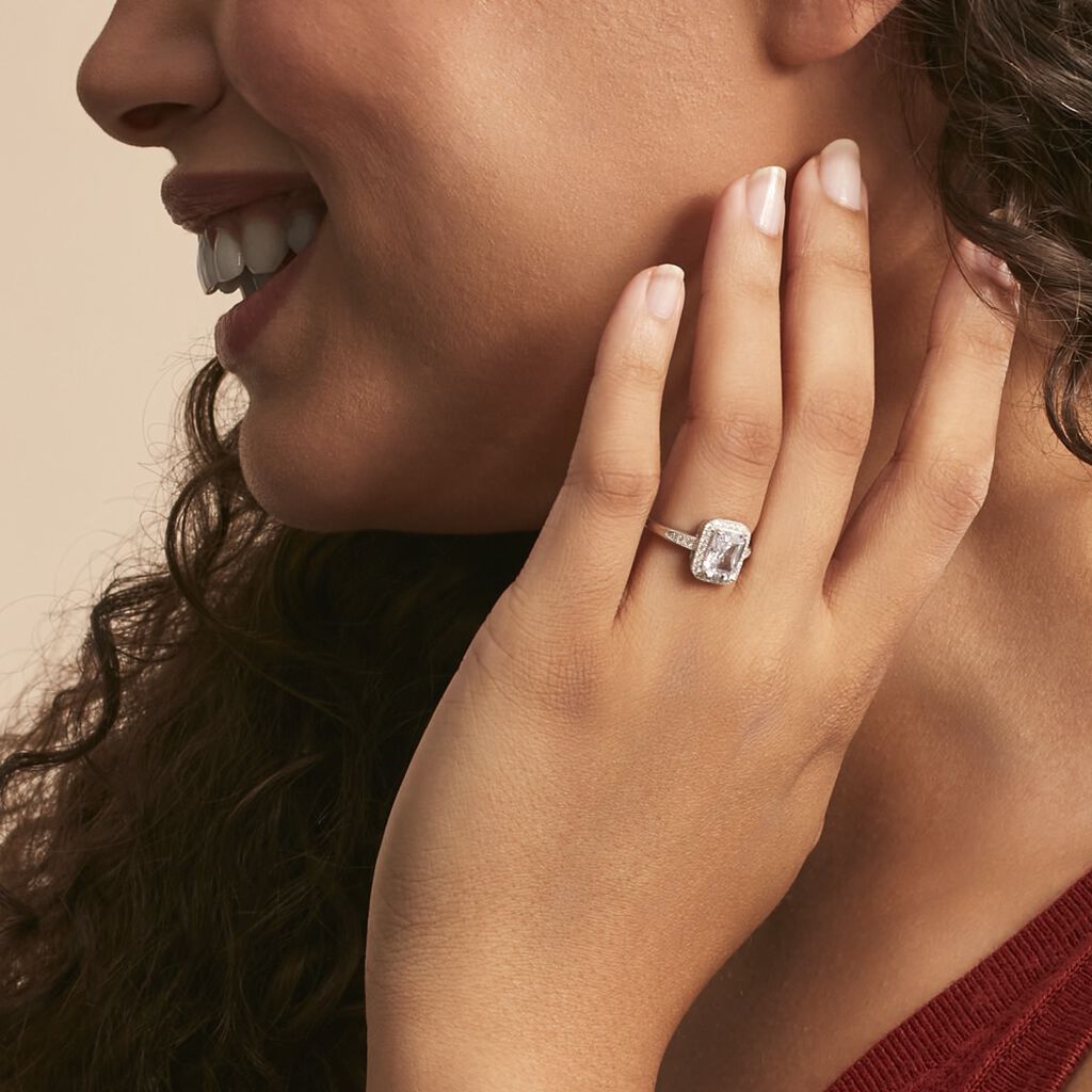 Bague Solitaire Pilar Argent Blanc Oxyde De Zirconium