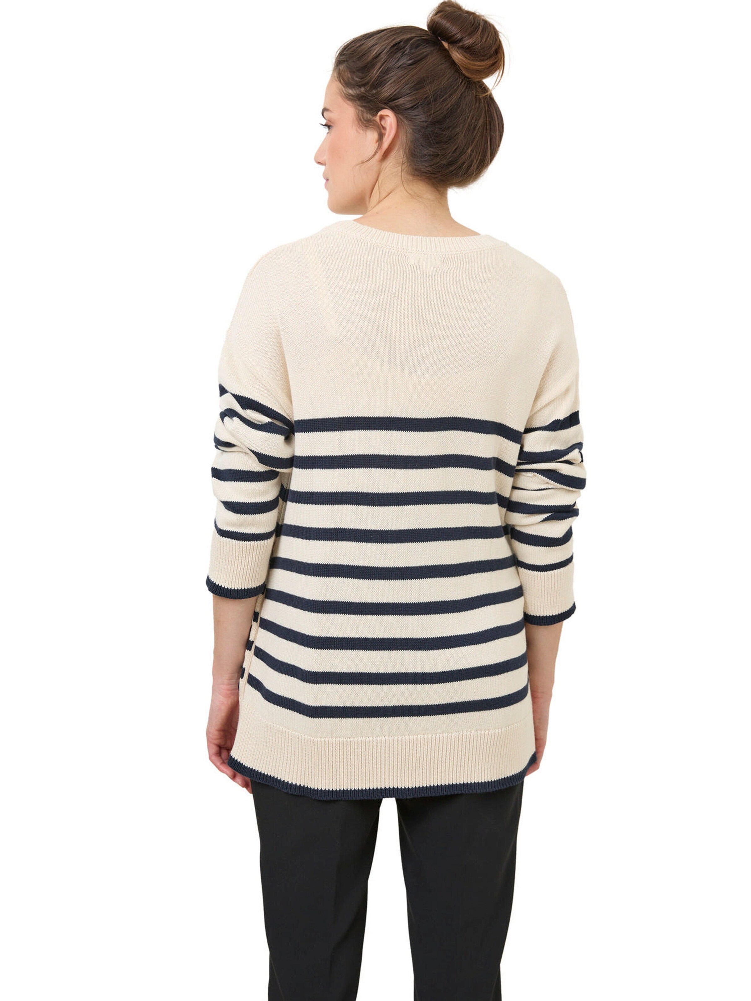 Vertbaudet Gestreifter Pullover für Schwangerschaft und Stillzeit mit Knöpfen OEKO-TEX® beige meliert