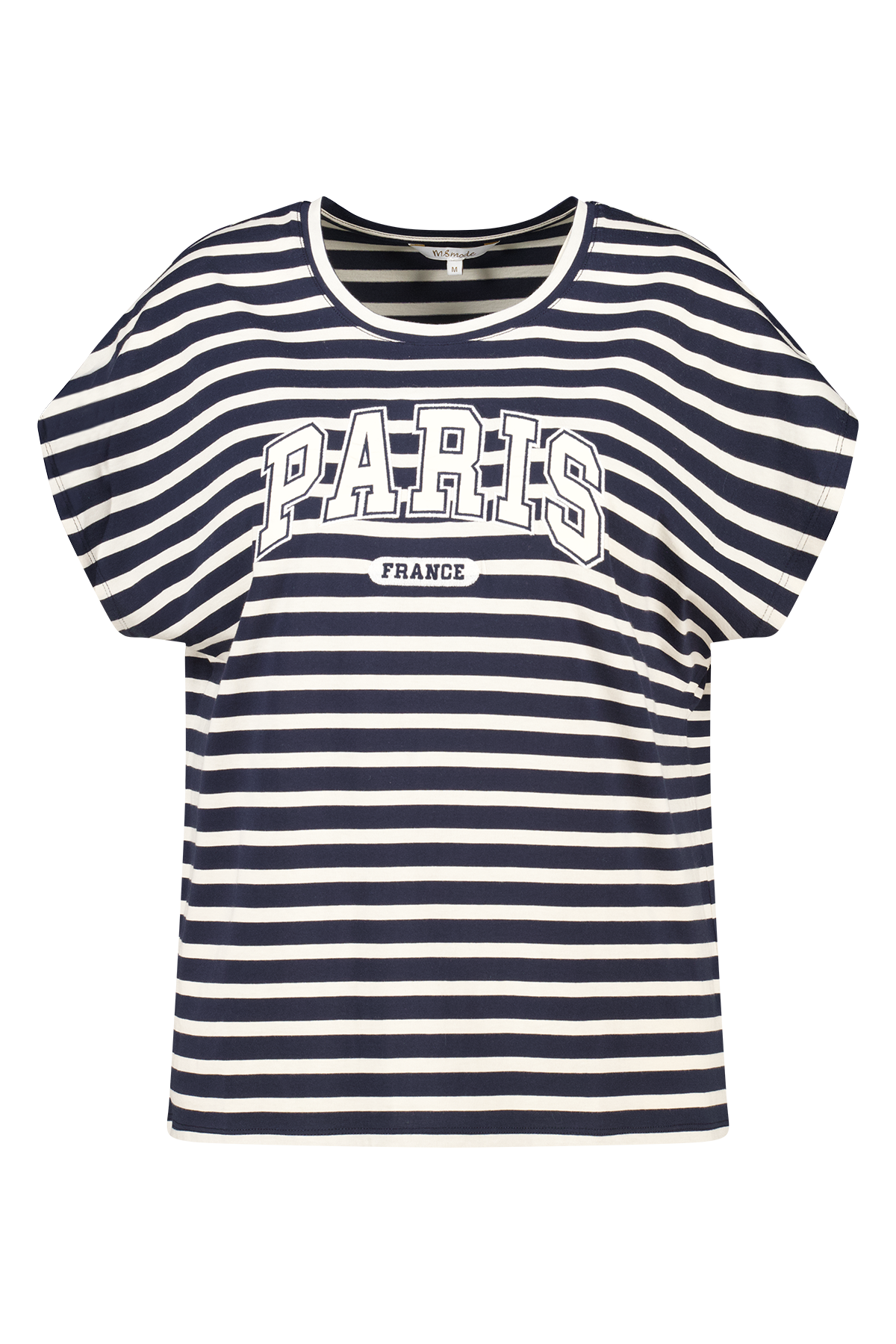 Gestreept t-shirt met opdruk Multi Navy blauw