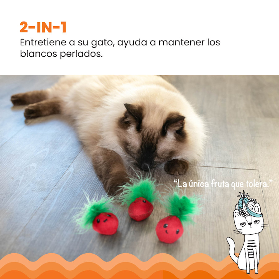 Brinquedo de pelúcia de morango Outward Hound Catstages Strawbabies para gatos