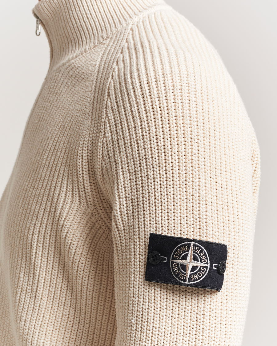 Stone Island RAW Cotton Popcorn Stitch Full Zip Ivory