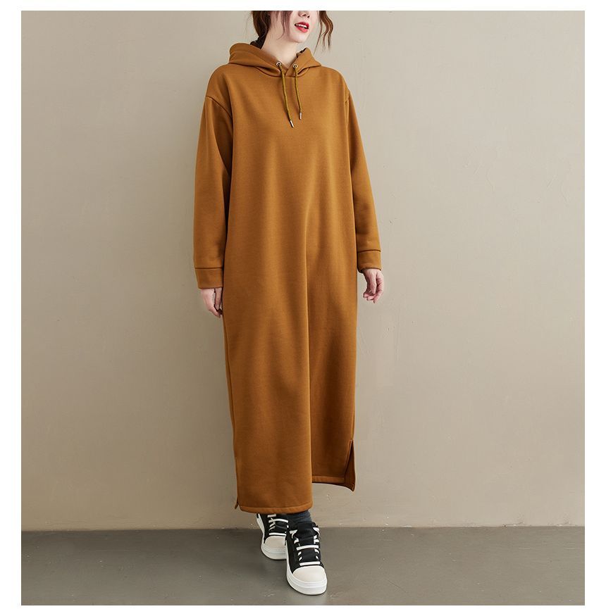 Taragon - Effen maxi-shift hoodiejurk