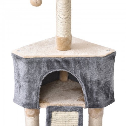 Arranhador para Gatos PawHut com Caverna, Cinza/Bege
