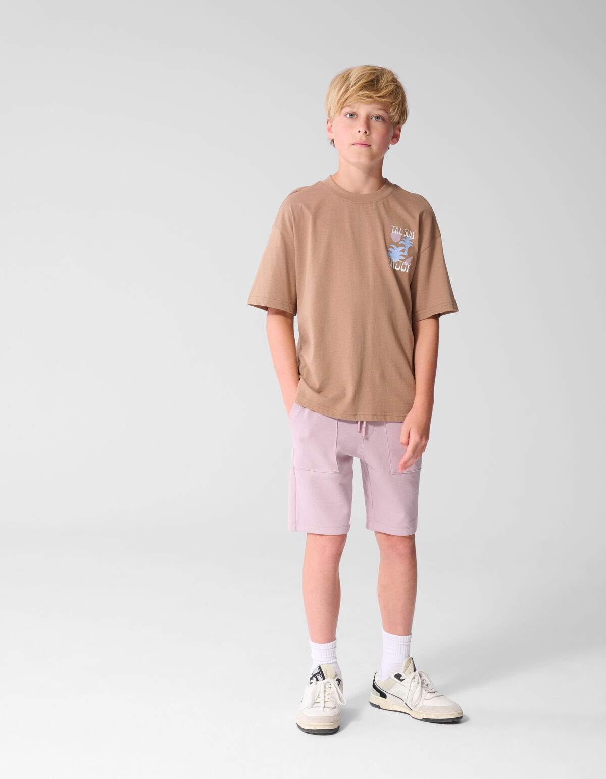 Oversized Sun Artwork T-shirt Lichtbruin