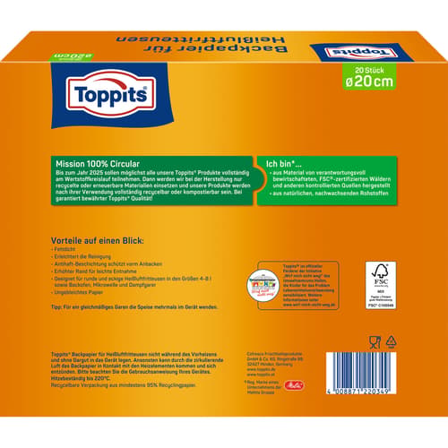 Toppits® Backpapier für Heißluftfritteusen