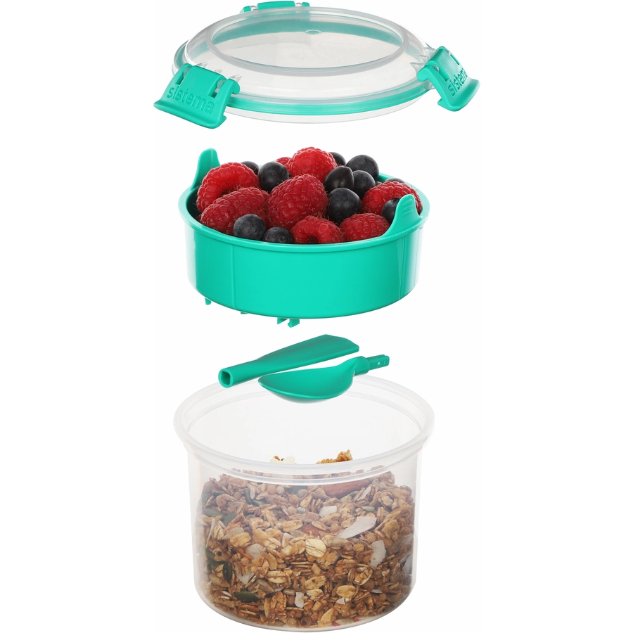 sistema® Frühstücksbehälter Breakfast TO GO, inkl. Löffel, 530 ml, blaugrün