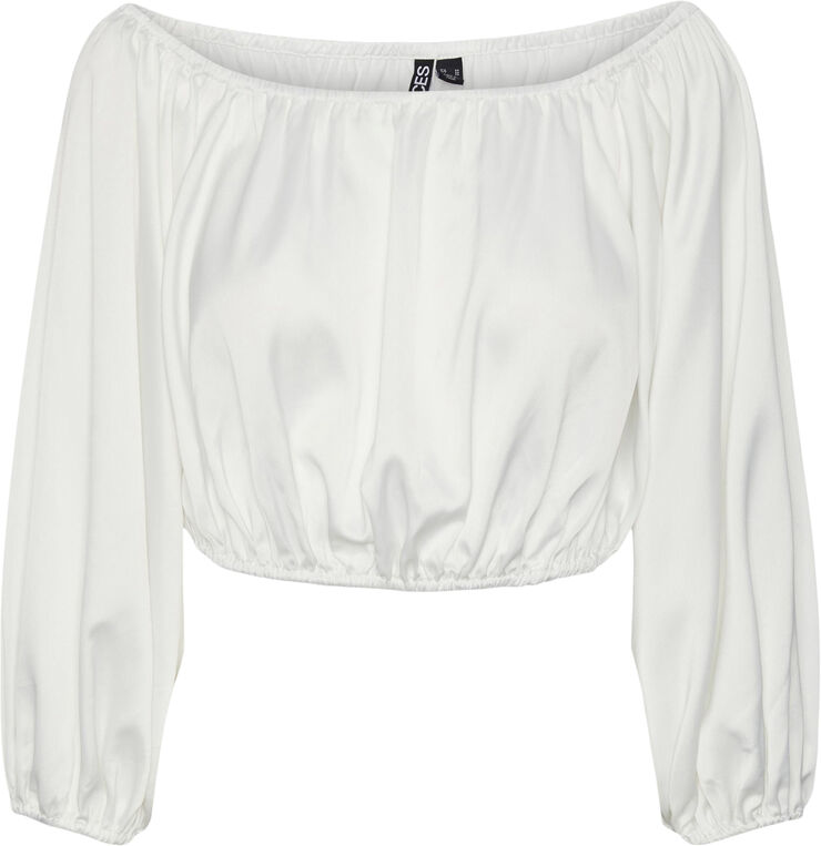 Pieces PCMARI LS OFF SHOULDER CR TOP D2D D Hvid