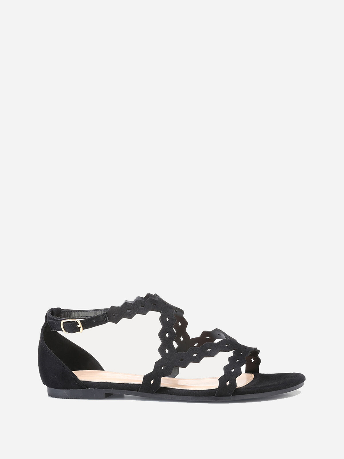 Sandales en suédine à brides croisées- Noir