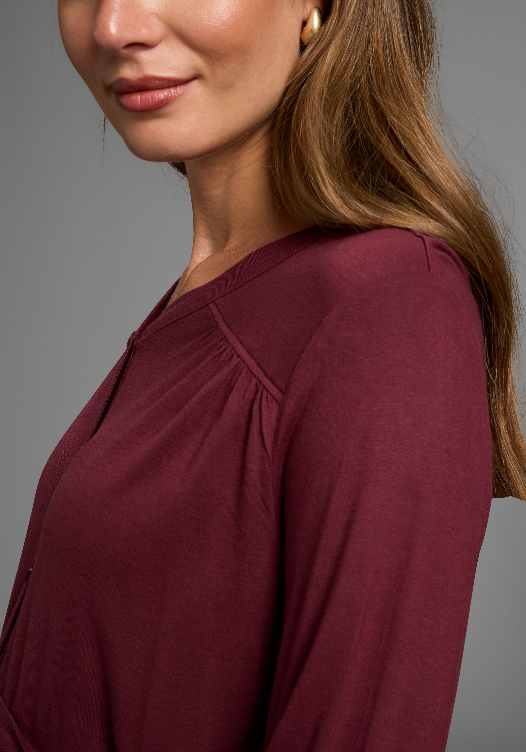 Neun Monate Umstandsshirt »Jersey-Bluse mit Bindegürtel«, Viskose Umstands-Bluse praktisch für Schwangerschaft und danach