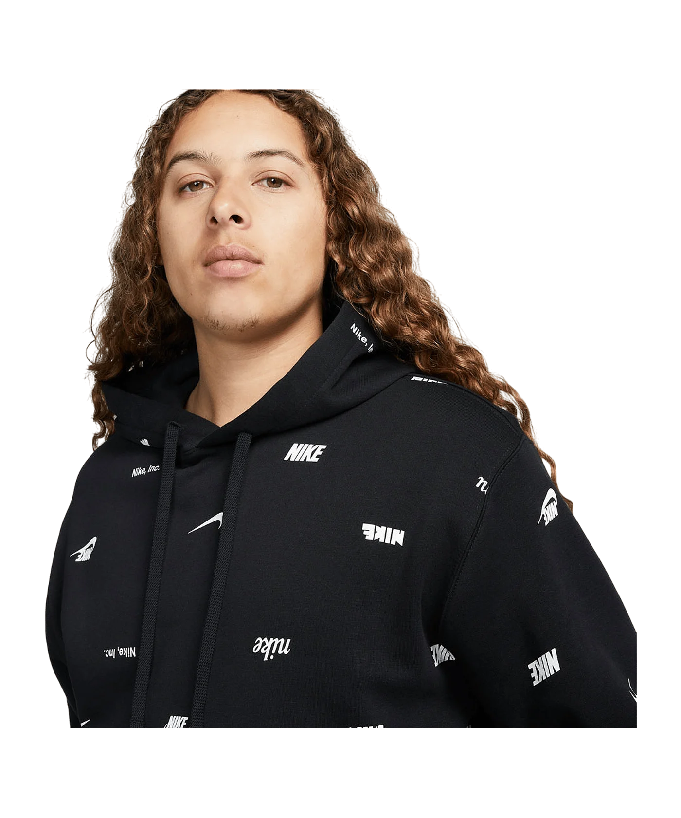 Nike Club Fleece Allover Print Hoody Schwarz F010