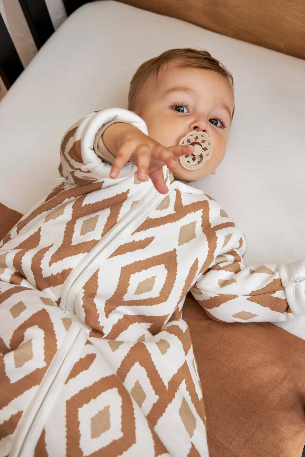 baby wieglaken Ikat/Uni 75x100 cm - set van 2 Sand/Toffee