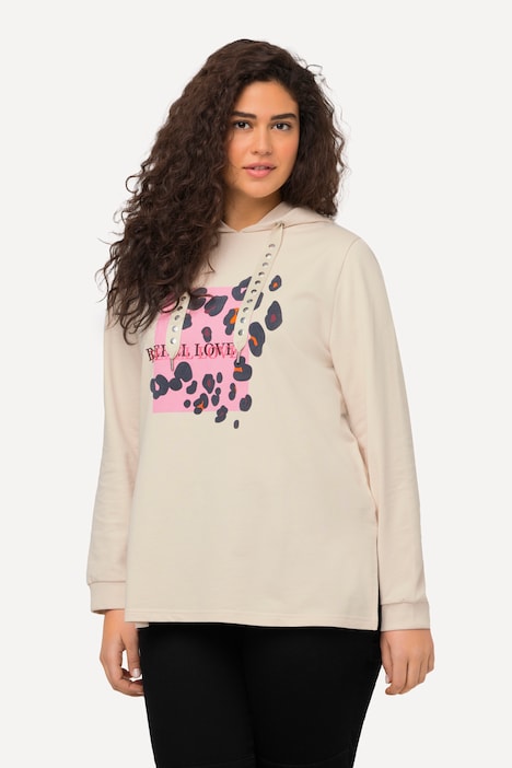 Hoodie, Animalmuster, Ziernieten, Langarm, Kapuzenshirt