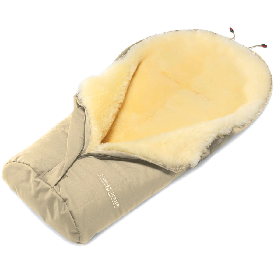 Hofbrucker Kinderwagen Lammfell Fußsack für Babywanne Eskimo Hergestellt in Deutschland beige