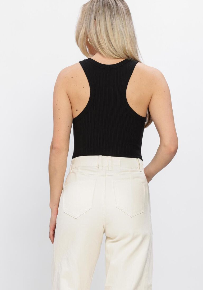 zwarte haute l'amitié top rib badge tank