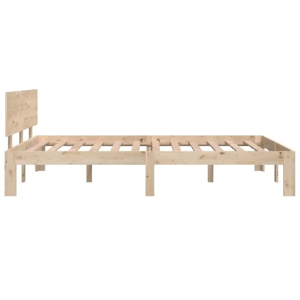 vidaXL - Bed frame met hoofbord - Naturel - Massief grenenhout - 120x190 cm