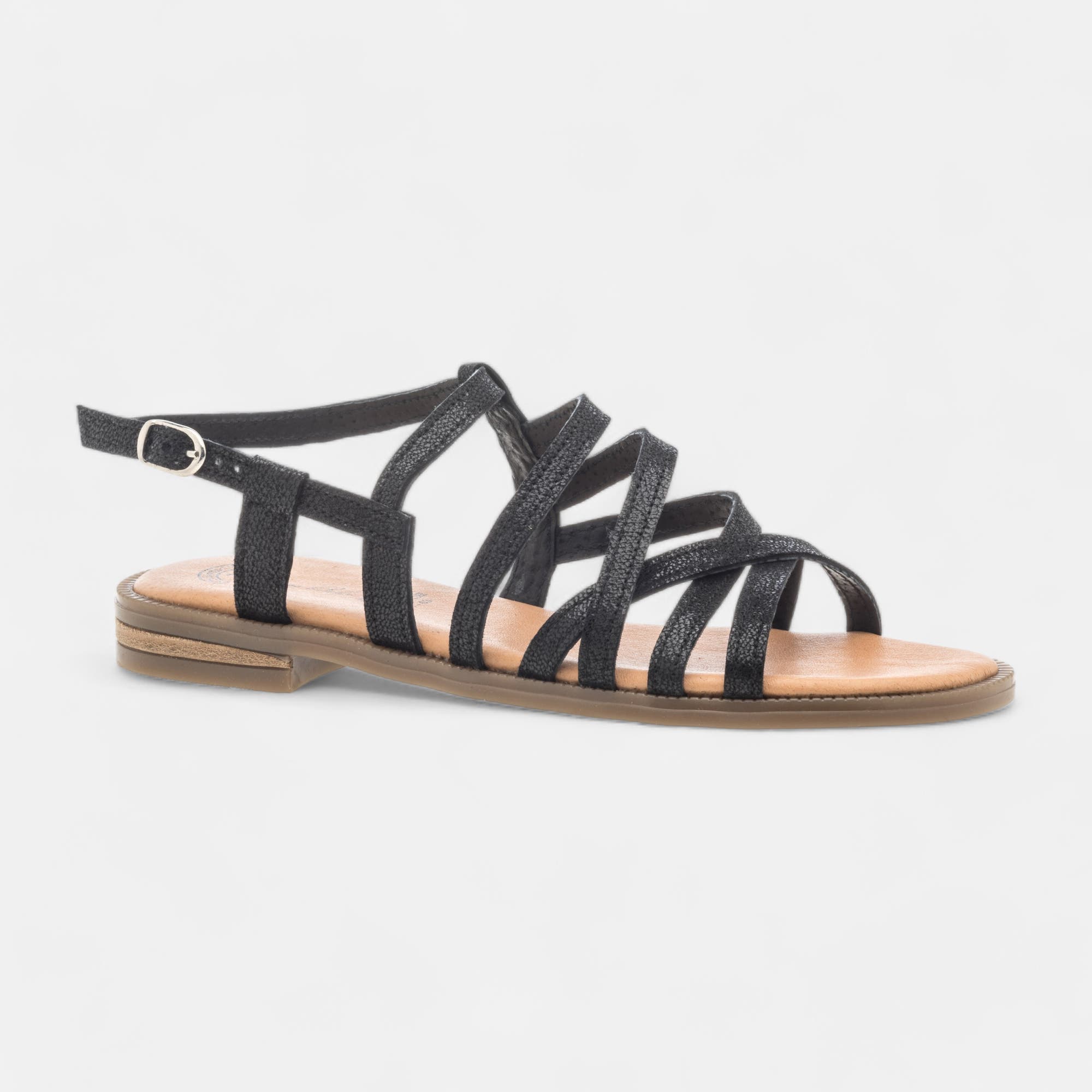 Nu-pieds Femme en cuir noir
