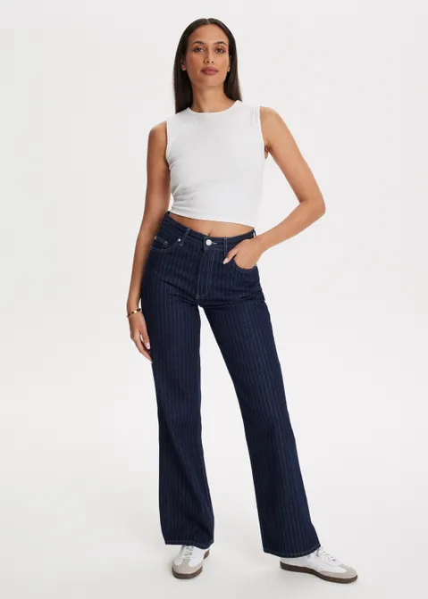 Straight jeans met strepen blauw (BLW.D)