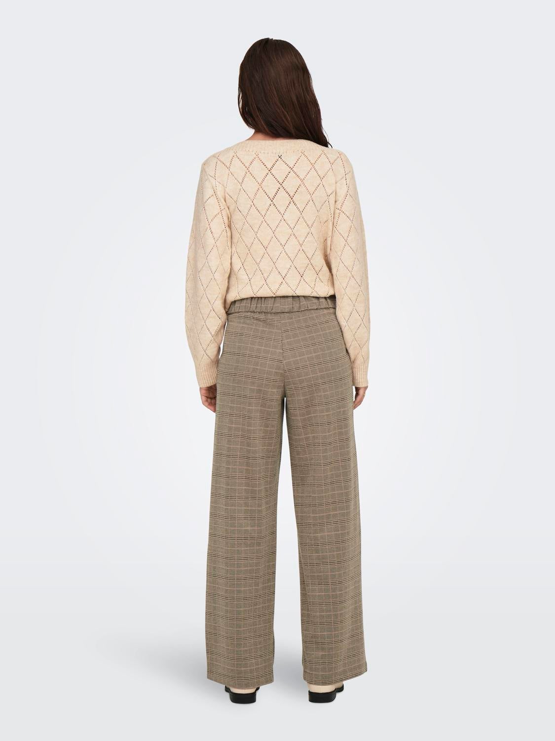 JDYGEGGO Mittlere Taille Weiter Beinschnitt Hose Walnut