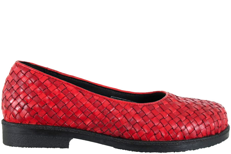 GREEN COMFORT CAROLINE BRAID BALLERINA I RØDT SKIND