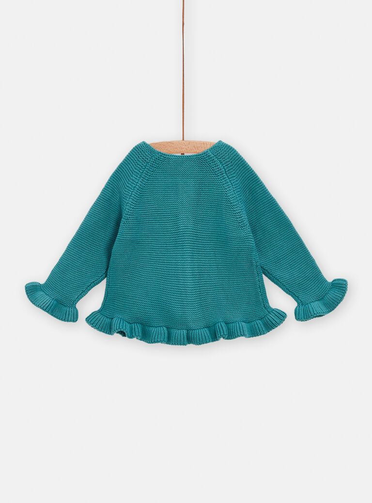 Cardigan turquoise en tricot pour bébé fille