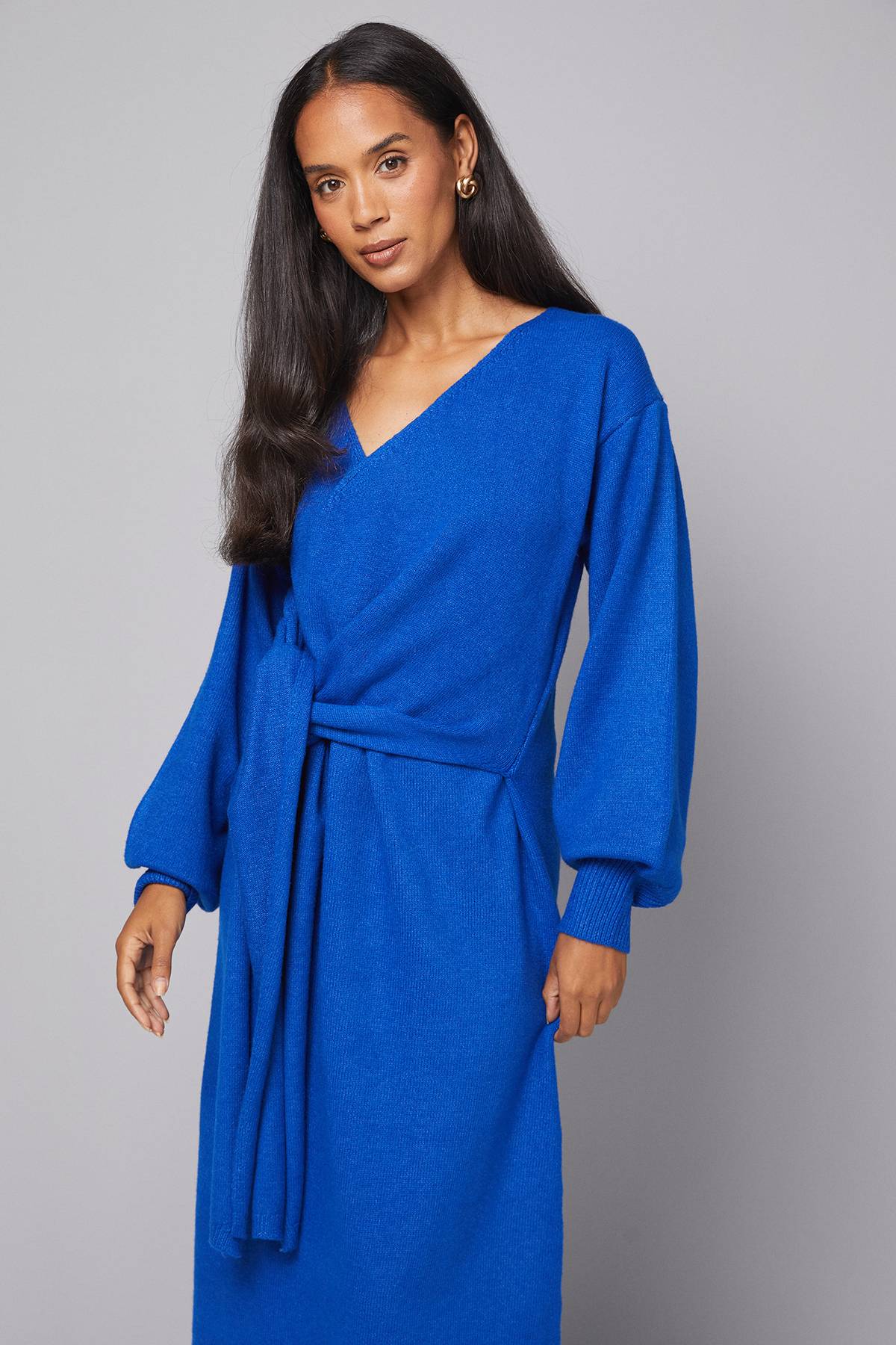 Wallis Robe Midi Tricotée Portefeuille Décontractée