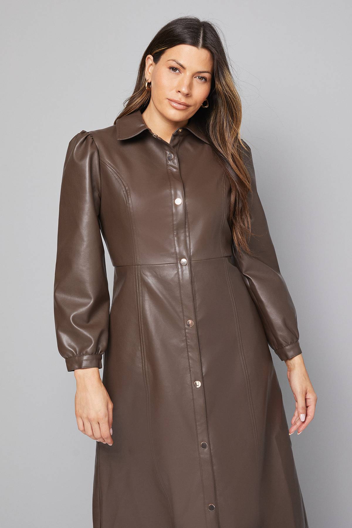 Wallis Robe Midi Ceinturée en synthétiquecuir