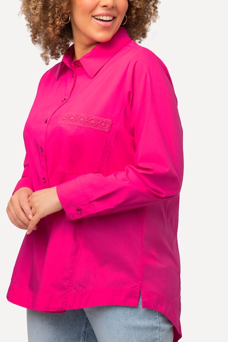 Hemdbluse, A-Linie, Hemdkragen, Langarm