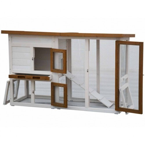 Gaiola para coelhos com casinha, branca/marrom