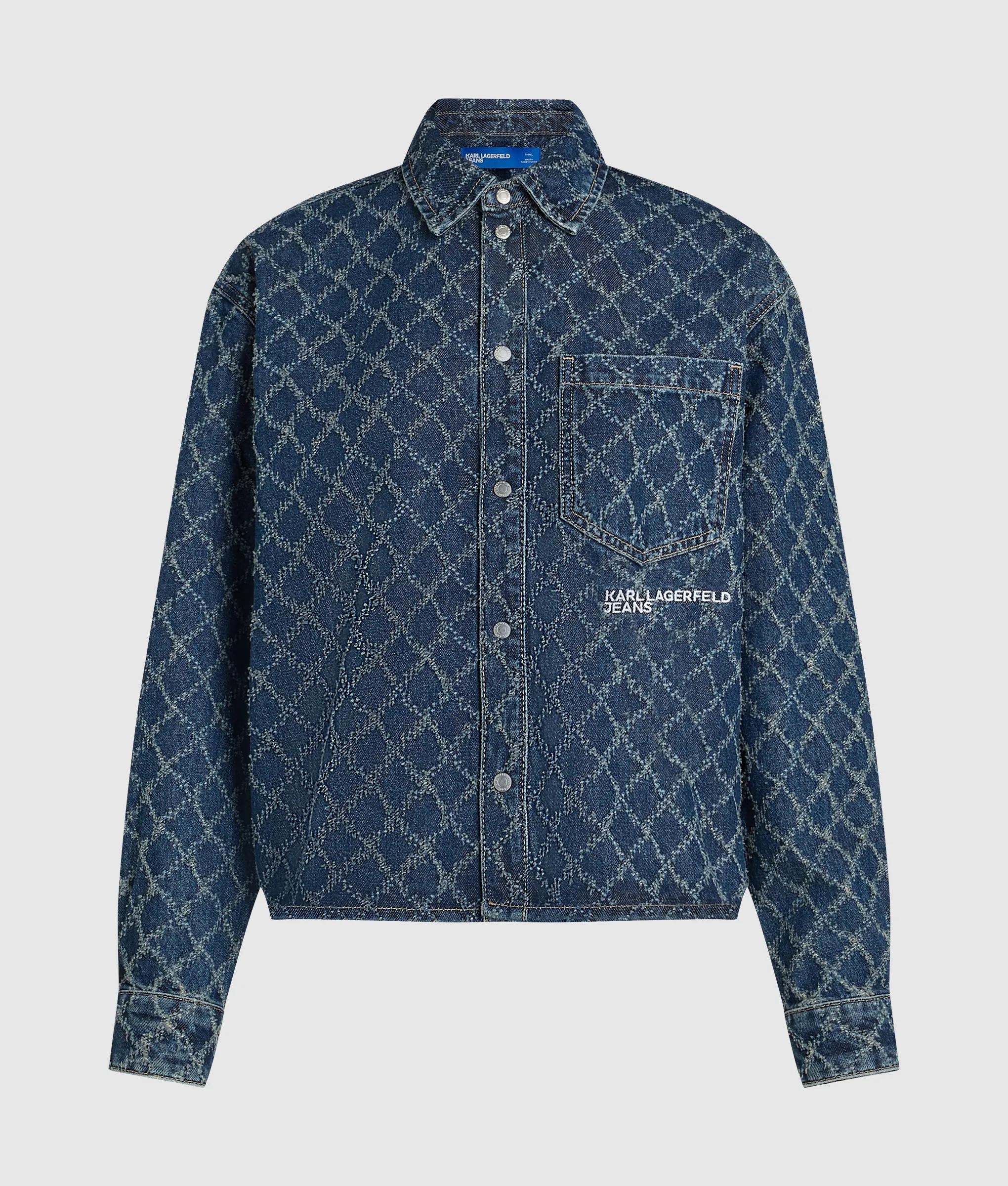 Denim shirt met ruitjesmotief