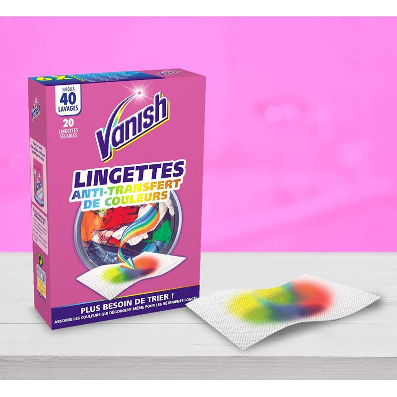 Lingettes anti-décoloration sécables Vanish - 40 lavages - Boîte de 20