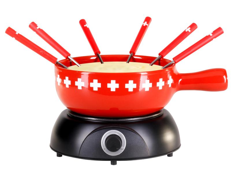 Nouvel Käsefondue-Set CH Band 8 Teile, Rot Käsefondue-Set für 6 Personen