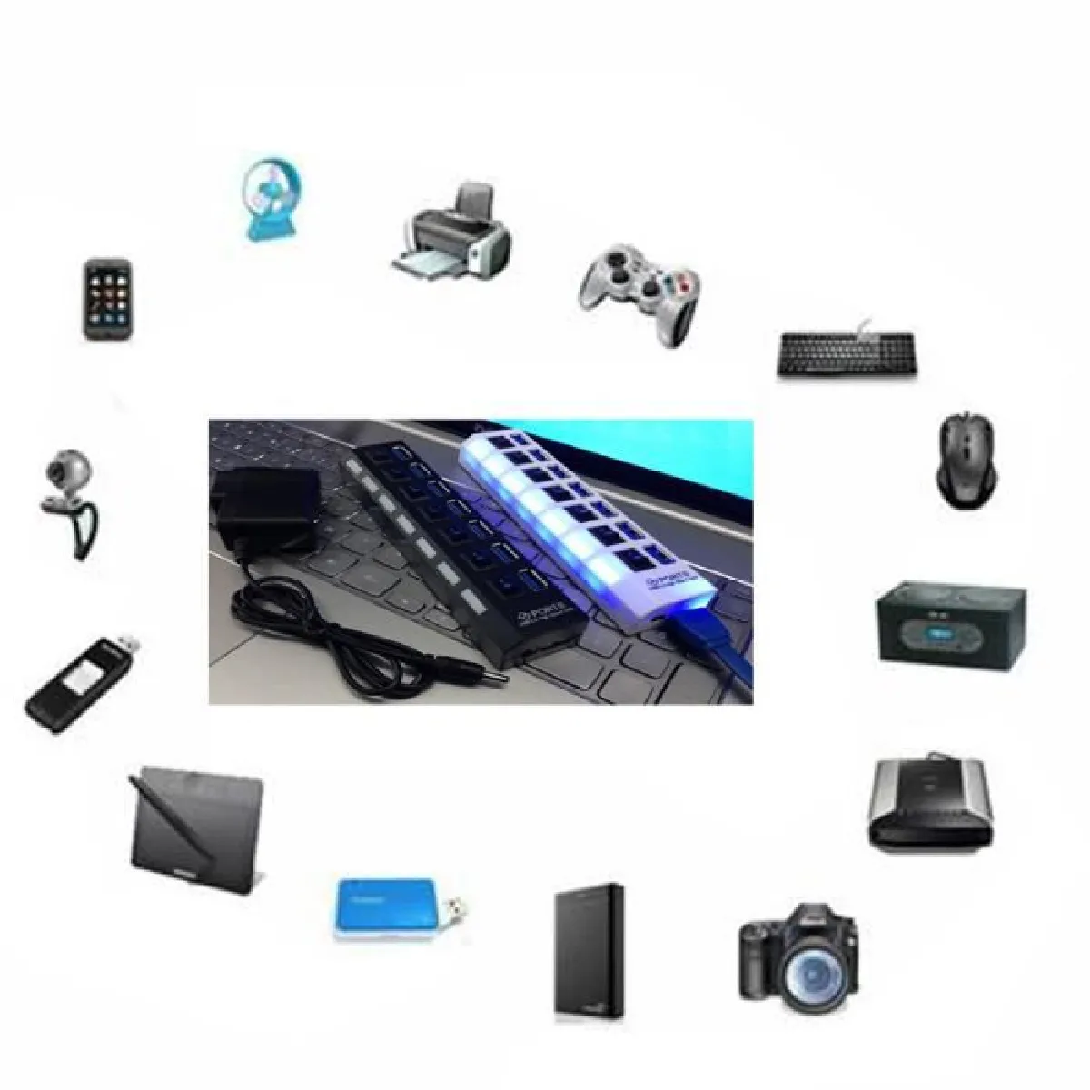 Hub USB 7 Ports High Speed