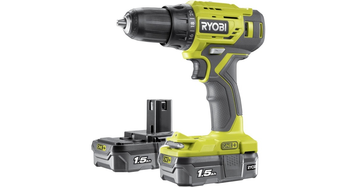 RyobiONE+ Accu-Schroefboormachine R18DD4-215GJ schroeftol  (Groen/zwart, Incl. 2x Li-Ion Accu 1,5Ah)