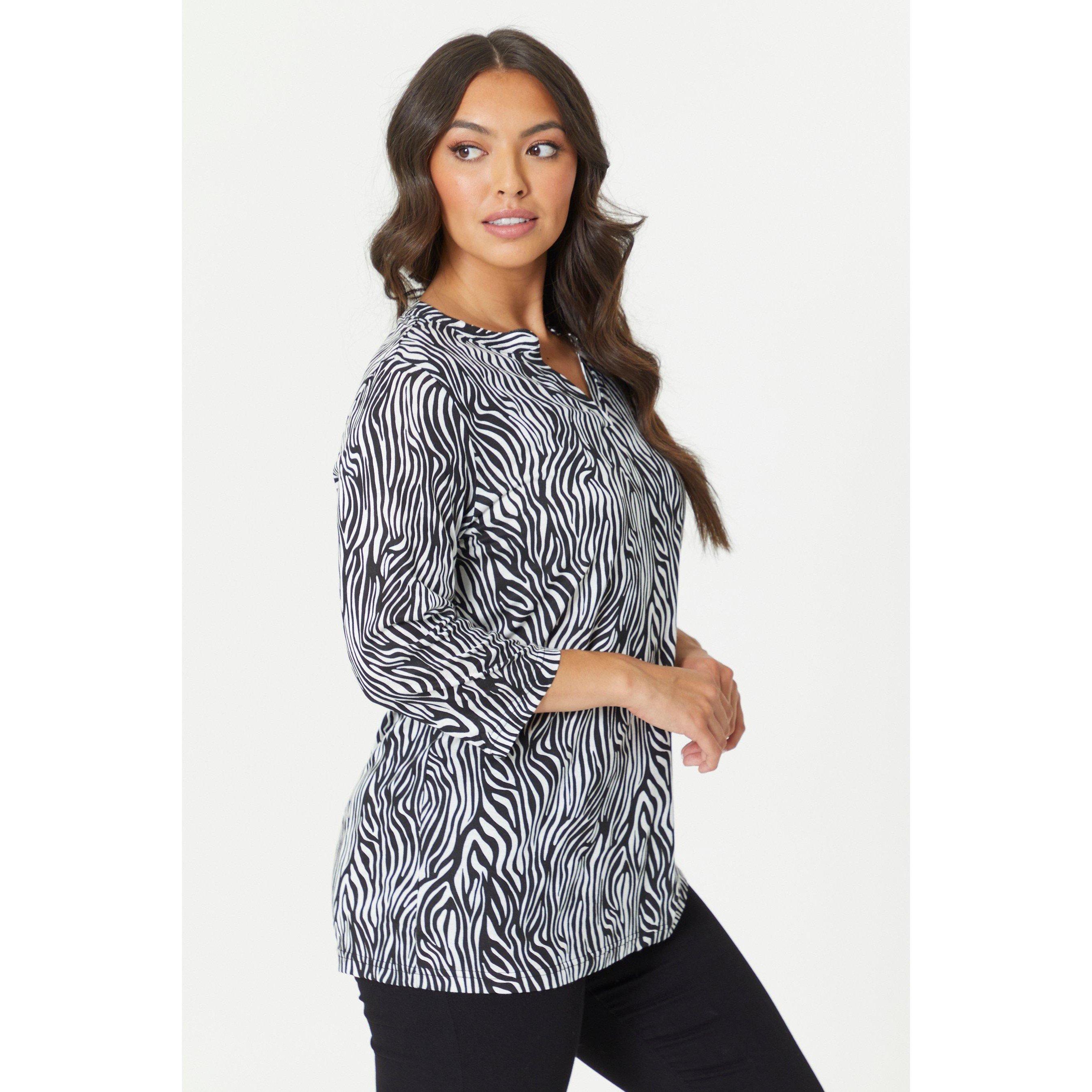 Be You Stuburt Zebra Print Collar Jersey Top