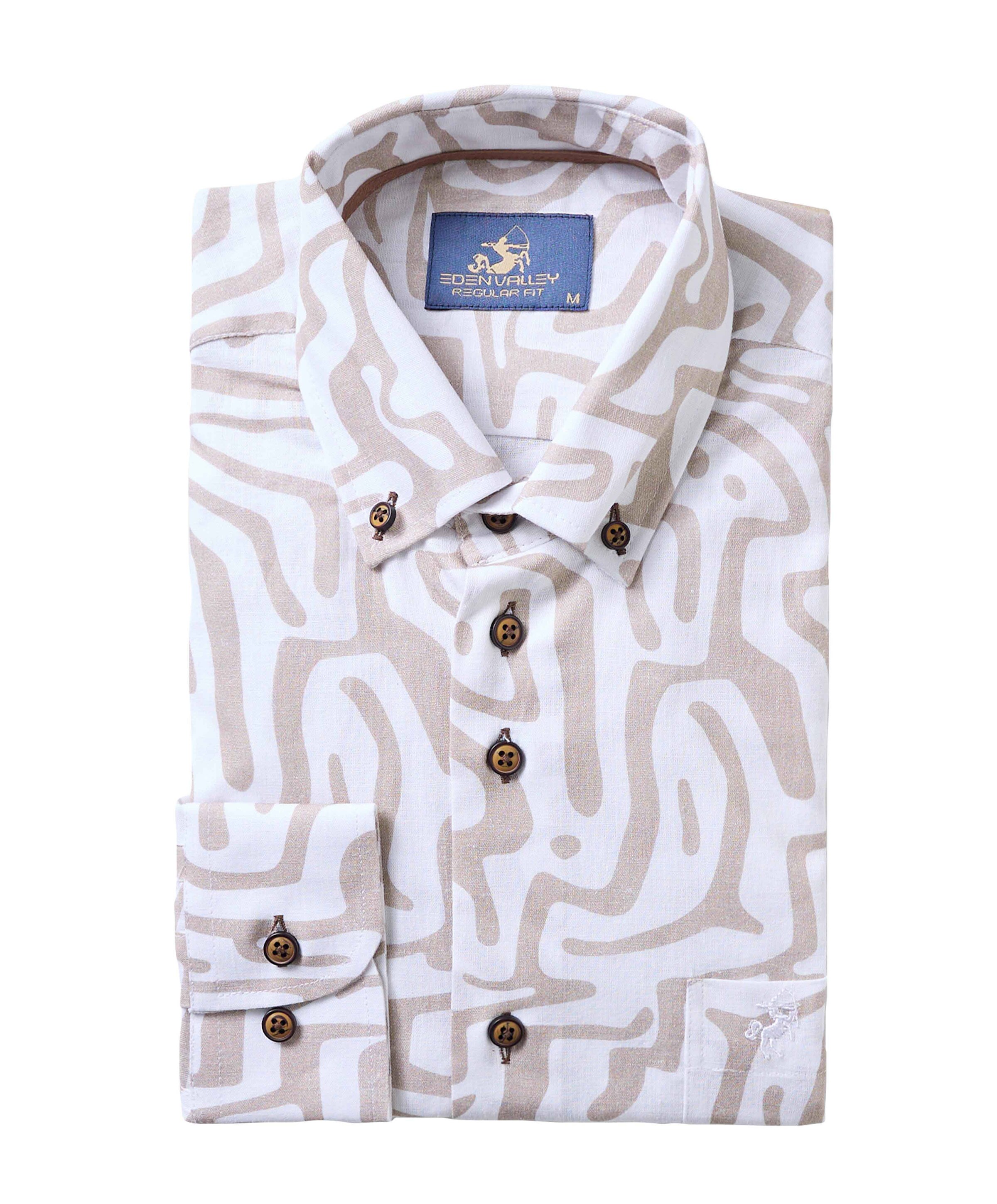 Eden Valley Heren overhemd lange mouw beige