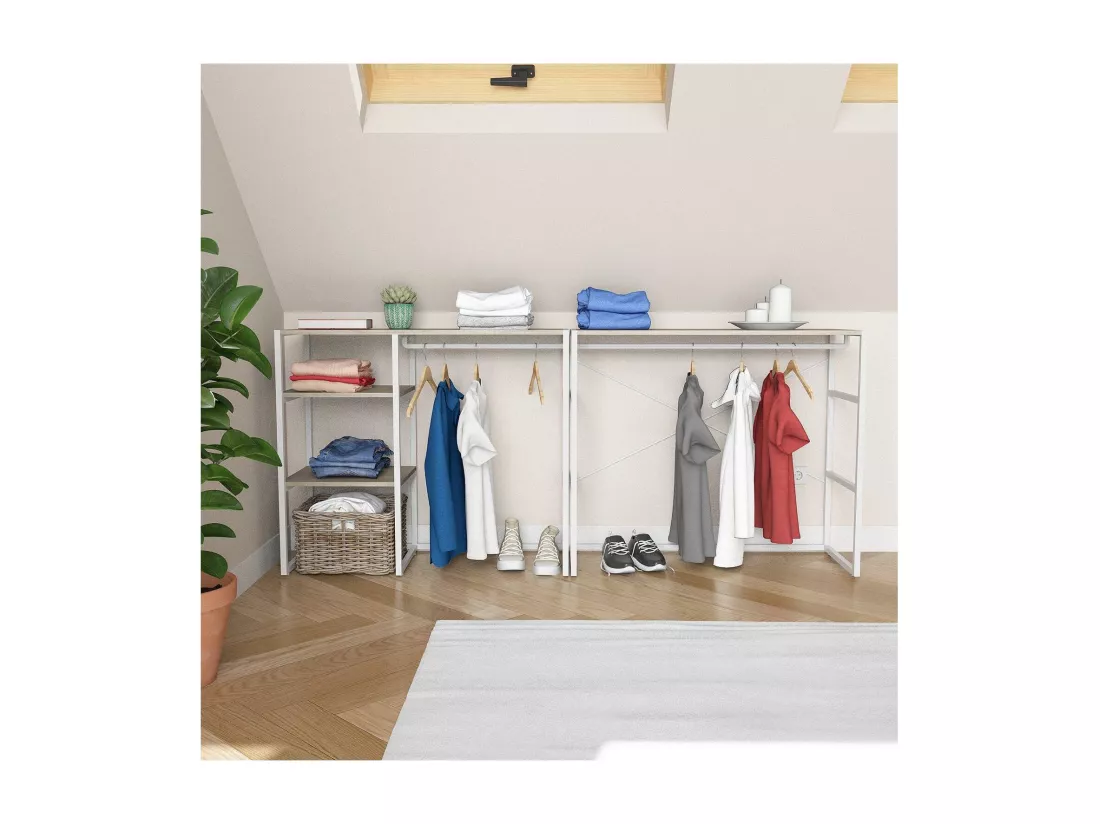Portants vêtements sous combles modulables - Lot de 2