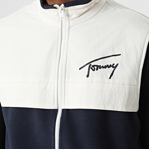 Veste Zippée Sans Manches Polaire Mix Media 4093 Bleu Marine Blanc