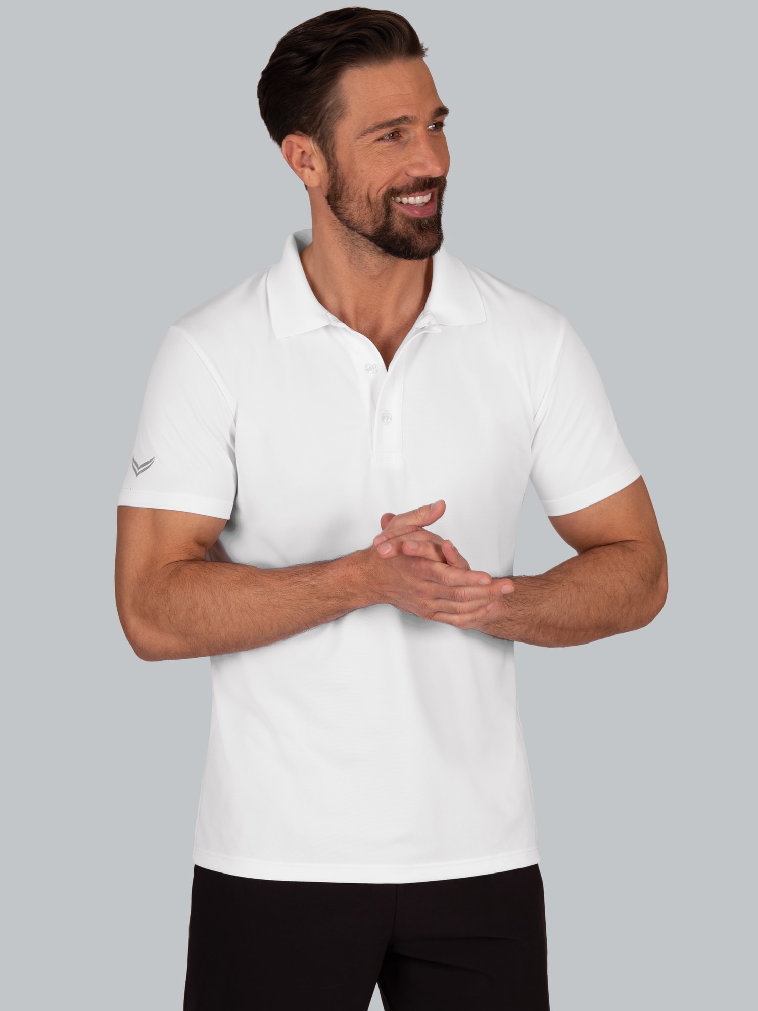 Poloshirt aus Polyester mit Knopfleiste Weiss