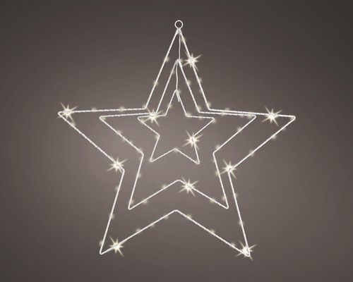 3-delige set witte LED-sterren, warm wit licht