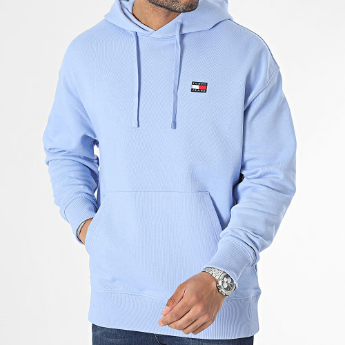 Sweat Capuche Relax Badge 6369 Bleu Clair