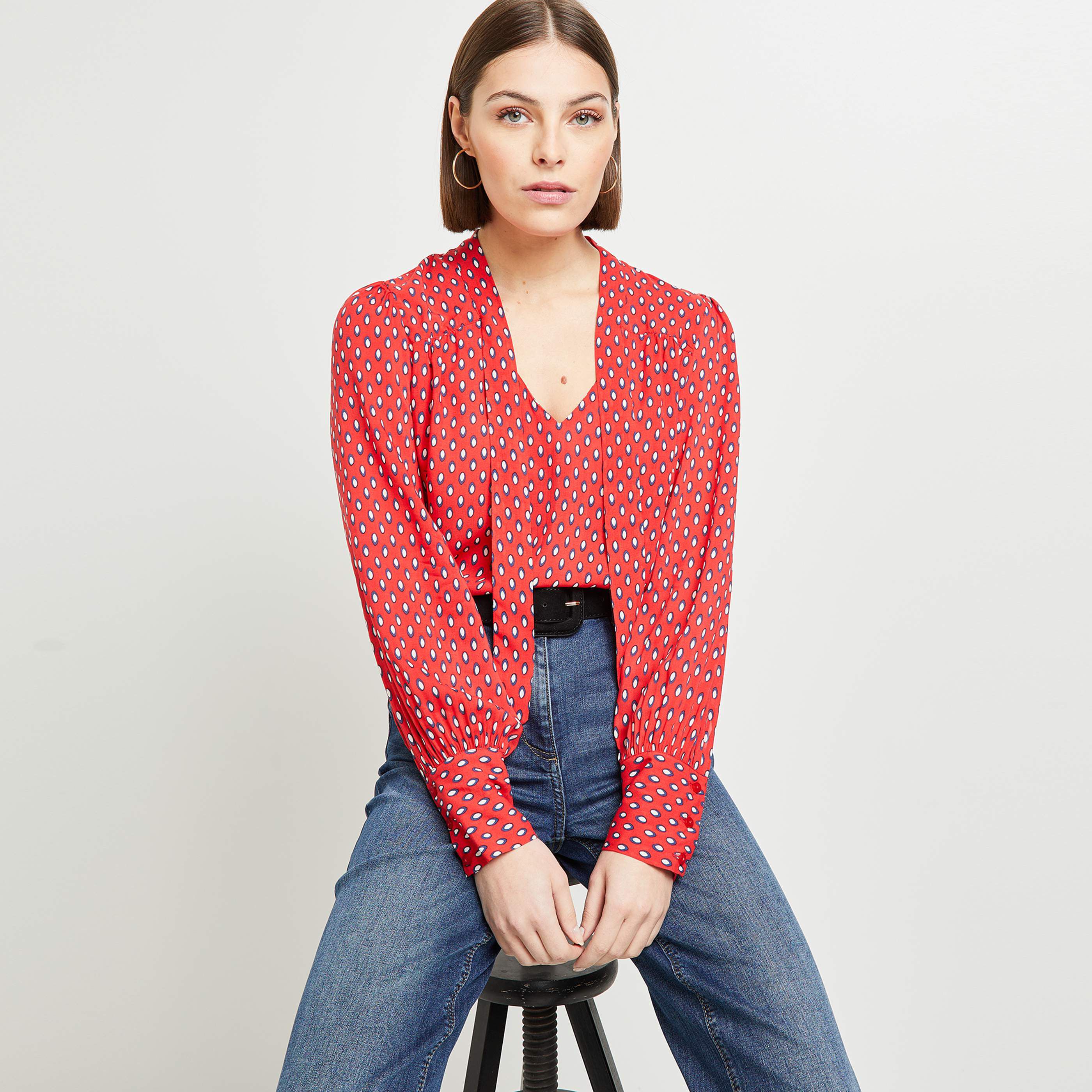 Blouse imprimée femme - ROUGE