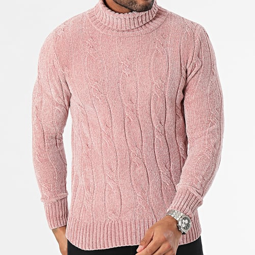 Pull Col Roulé Rose