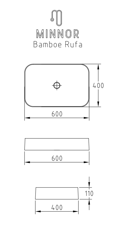 Minnor Rufa wastafel bamboe 60x40cm