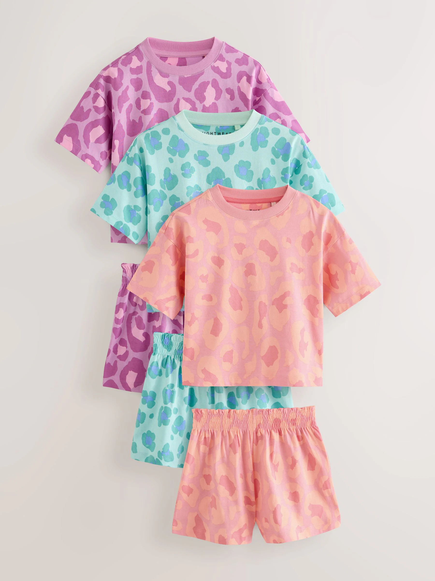 Paars/oranje - Set van 3 pyjama's (3-16 jr)