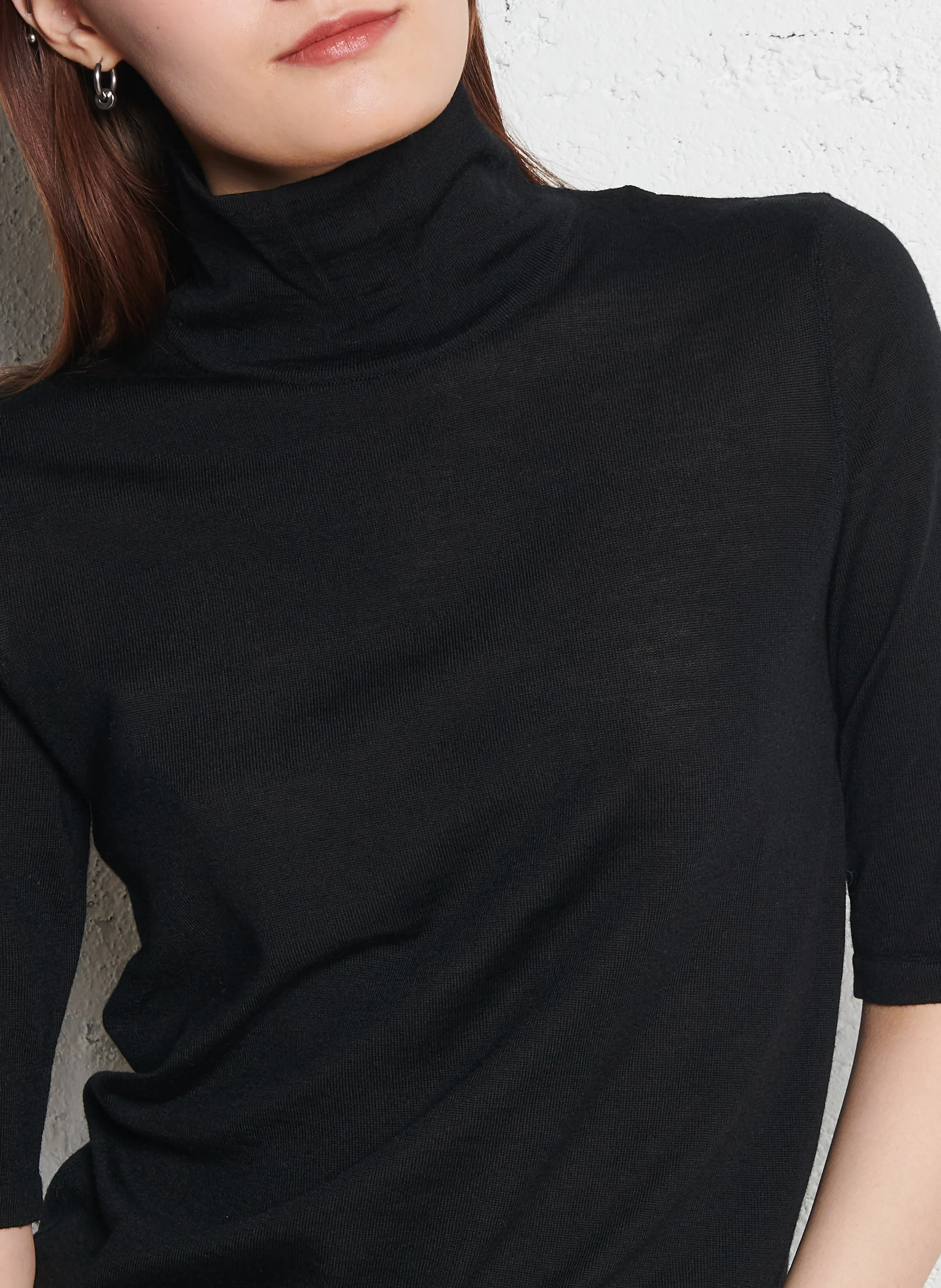 AUDREY - Pull col roulé en laine| Noir