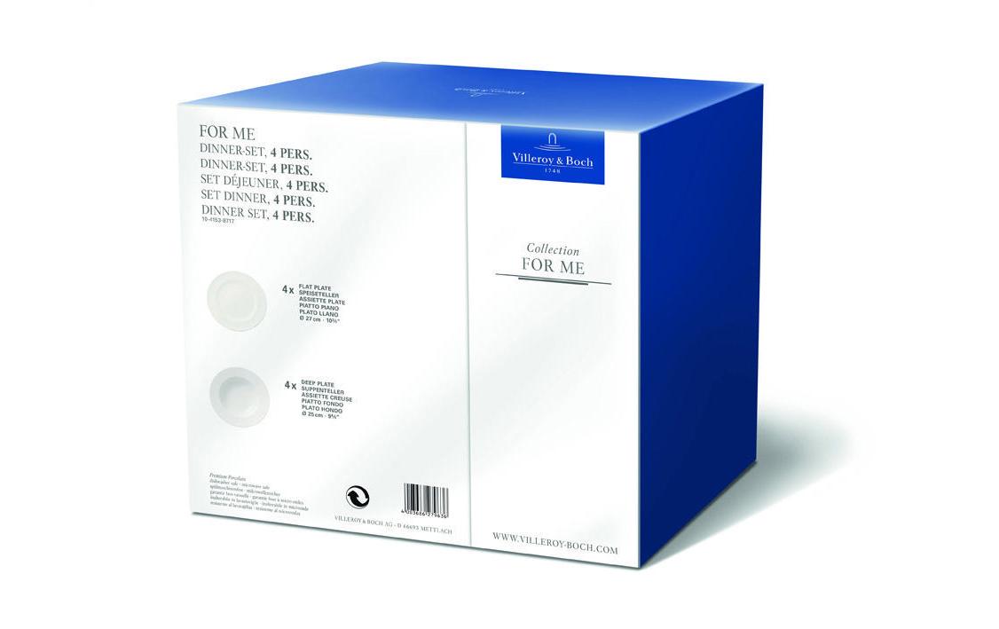 Speise-Service For Me 8-teilig Weiss<br>Teller-Set aus Porzellan