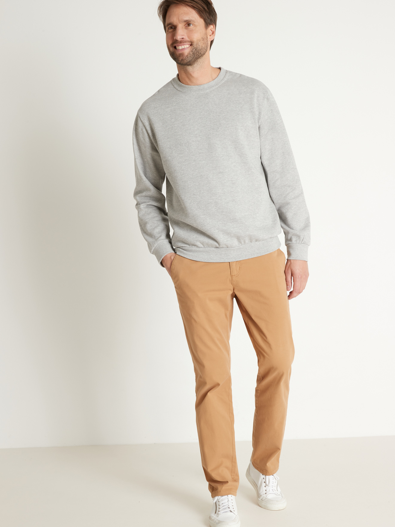 Sweat-shirt molleton encolure ronde