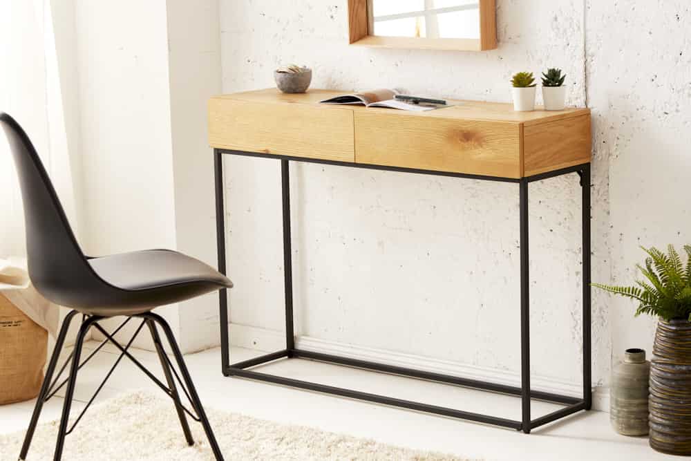 Industrial Konsolentisch ELEMENTS 100cm Eichen Optik Laptoptisch mit Schubladen