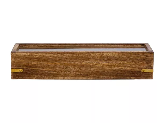 Jeu de quilles (10 pièces + 2 boules) dans une boîte en bois marron 25,5x7x5h